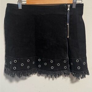 Calvin Klein Jeans Black Mini Skirt with Eyelet and Fringe